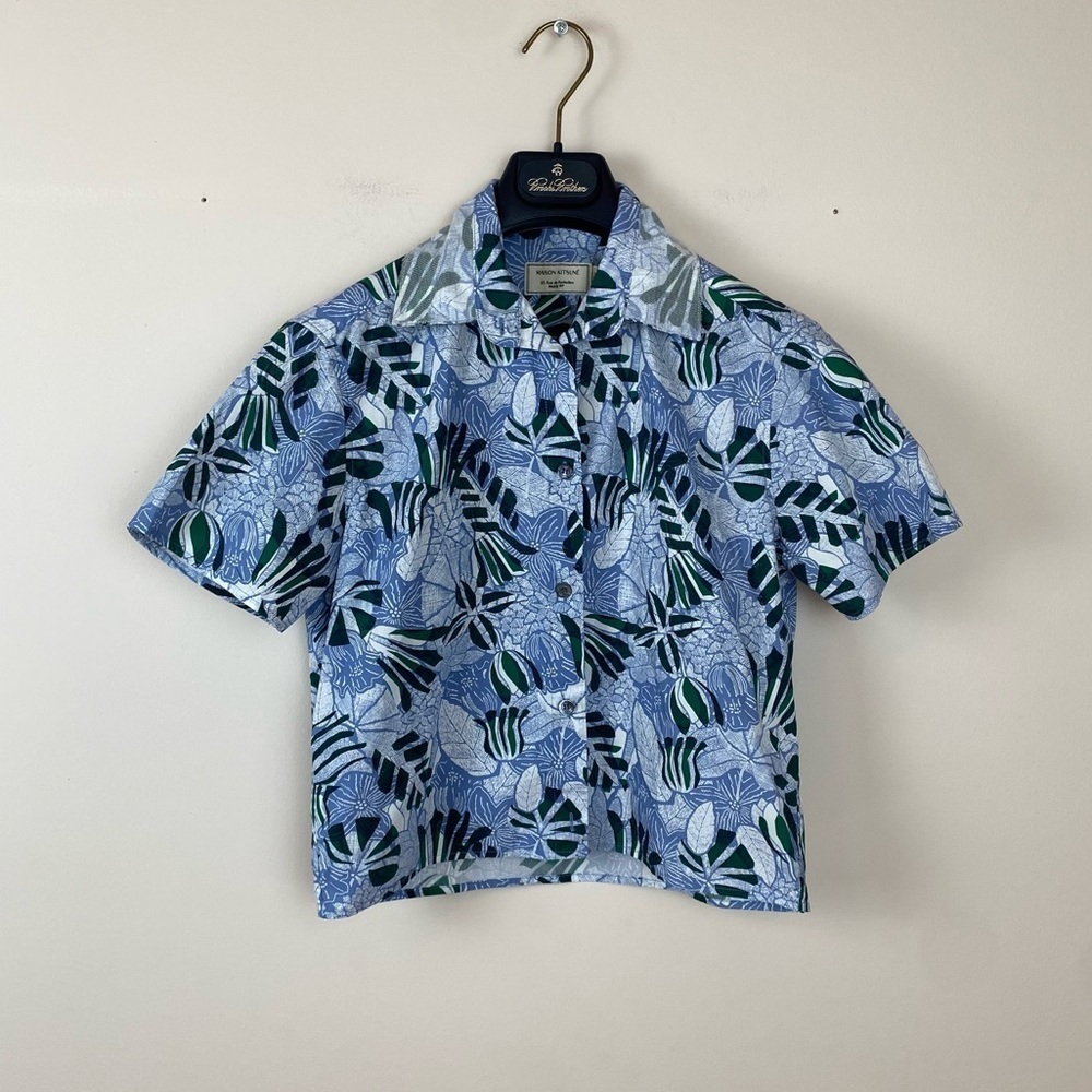 Maison Kitsune Paris Desert Collection Tropical Print Cropped Blouse